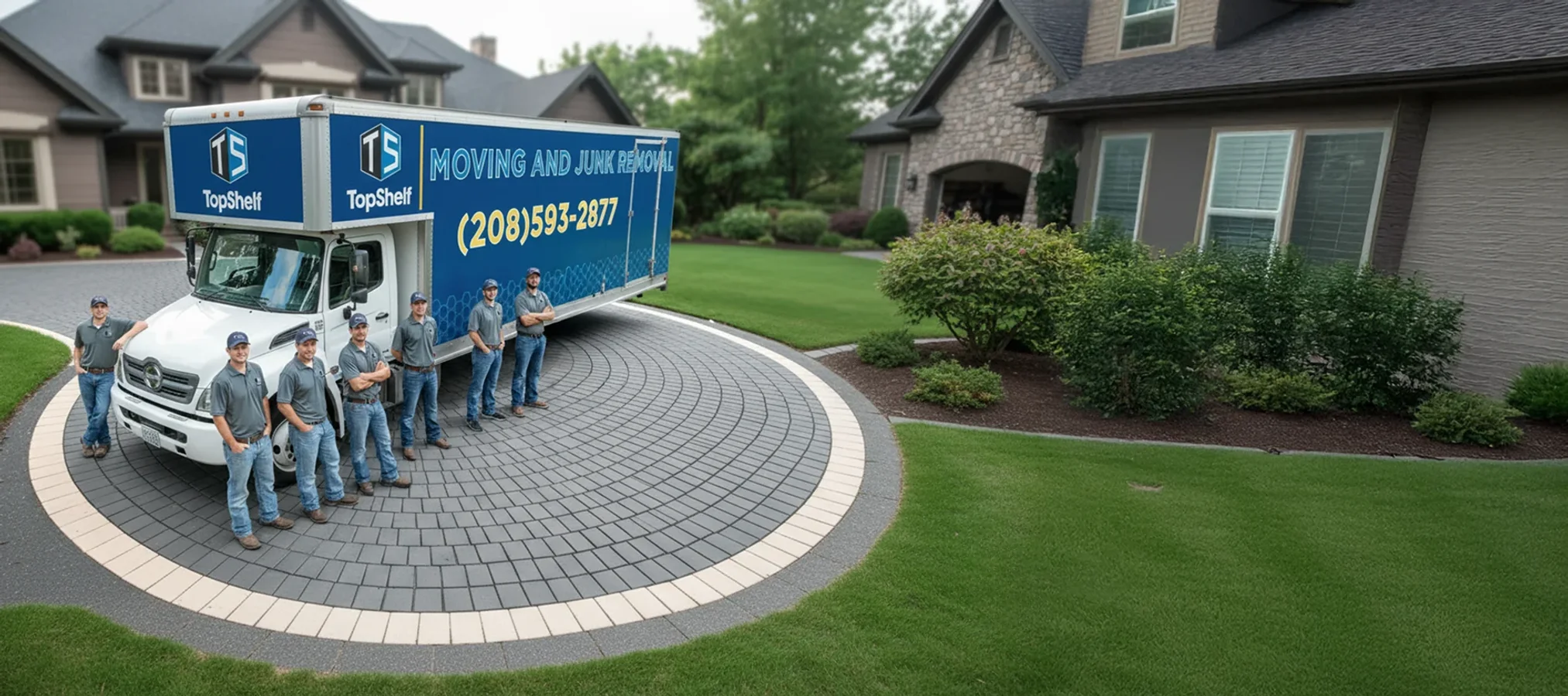 Professional movers loading furniture into Top Shelf Moving truck in Boise Idaho - licensed and insured local moving company